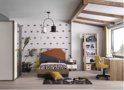 Bettrahmen Kinderzimmer Garnitur Bett Set Schreibtisch Grau 5tlg Holz